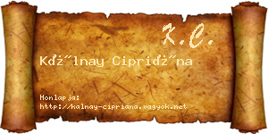 Kálnay Cipriána névjegykártya